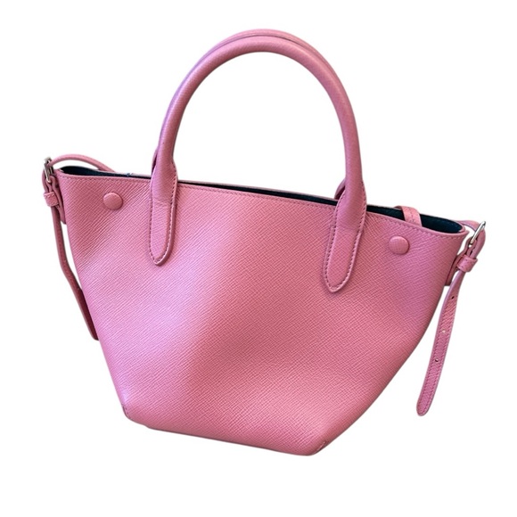 Smythson Pink Red Mini Crossbody Leather Tote - Picture 5 of 11